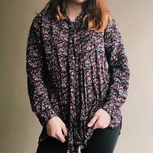 Ann Taylor LOFT Tie Front Long Sleeve Blouse
